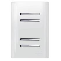 4 Interruptores Simples Cromado Com Placa 4x2 Branco - Dc-1200172 - Novara 4 Interruptores Simples Cromado Com Placa 4x2 Branco - Dc-1200172 - Novara