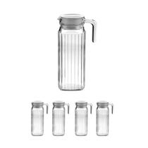 4 Jarra de vidro grosso c/ tampa 1Lt água suco transparente