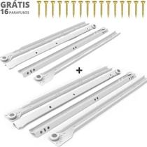 4 Jg Corrediças Branca Aço P/ Gaveta 35cm com Parafusos inclusos 4 Jg Corrediças Branca Aço P/ Gaveta 35cm com Parafusos inclusos