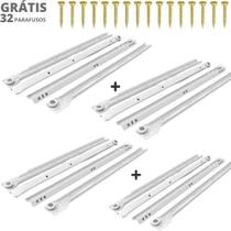 4 Jg Corrediças Branca Rodinha P/ Gaveta 45cm Incluso 32 Parafusos