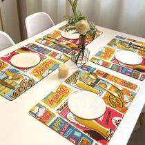 4 Jogo Americano Cerveja Retrô Impermeável Pvc 4 Lugares 4 Jogo Americano Cerveja Retrô Impermeável Pvc 4 Lugares