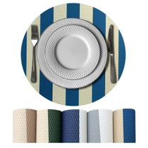 4 Jogo Americano Navy Alto Padrão Impermeável Redondo Vr