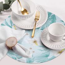 4 Jogo Americano Redondo Botânica Vd Impermeável Pvc