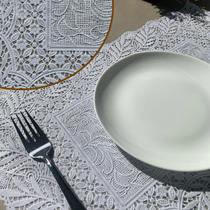 4 Jogo Americano Rendado Branco Plástico 4 Lugares 30x46 4 Jogo Americano Rendado Branco Plástico 4 Lugares 30x46