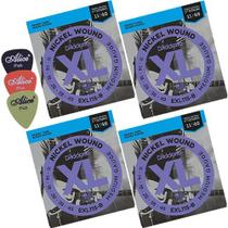 4 Jogos De Cordas D'addario Para Guitarra Exl115 B + Palheta