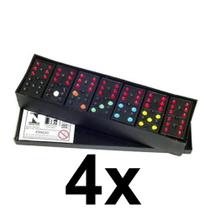 4 Jogos De Dominó Colorido Plástico Com Tampa Fechada P/ Personalizar 4 Jogos De Dominó Colorido Plástico Com Tampa Fechada P/ Personalizar