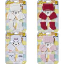 4 Kit Bebê Meias Touca Luvas Recém Nascido Saída Maternidade Menina Enxoval