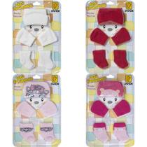 4 Kit Bebê Meias Touca Luvas Recém Nascido Saída Maternidade Menina Enxoval