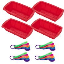 4 kit Forma P/ Pães Sortida Silicone + Colher Medidora 5Pç - QUALITY HOUSE