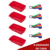 4 Kit Forma Silicone P Pães Sortida + Colher Medidora 5 Pçs 4 Kit Forma Silicone P Pães Sortida + Colher Medidora 5 Pçs