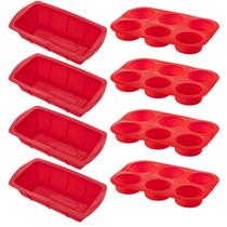 4 Kit Forma Silicone Resistente p/ Cupcakes e Pães Sortida