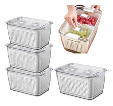 4 Kit Organizadores Geladeira 1,7 Litros Alimentos Vegetais Frutas 4 Kit Organizadores Geladeira 1,7 Litros Alimentos Vegetais Frutas