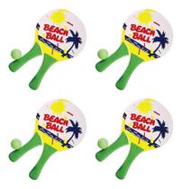 4 Kits Frescobol Beach Tenis Raquete E Bola Esporte Verão praia - shopmanu