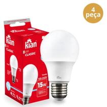 4 Lâmpada 15W Led 6.500K Bivolt E27 Kian