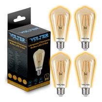 4 Lâmpada Filamento Led Retrô Vintage Volter St64 2w E27 4 Lâmpada Filamento Led Retrô Vintage Volter St64 2w E27