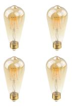 4 Lampada Filamento Led St64 Retro Ambar 4w Vintage Ali48