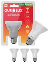 4 Lâmpadas Par20 Ourolux Led 6w Base E27 Ip65 Bivolt Cor da Luz 6500k Branco-frio