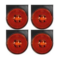 4 Lanterna Redonda Lateral Led 85mm Com Suporte Saída Fios