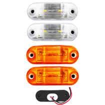 4 Lanterna Teto Caminhão Baú Van 2 LED BIVOLT +Chicote CR/AM - Multilight