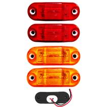 4 Lanterna Teto Caminhão Baú Van 2 LED BIVOLT +Chicote VM/AM