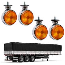 4 Lanternas Cromadas Bojuda Foguinho Âmbar Carreta Âmbar