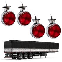 4 Lanternas Cromadas Bojuda Foguinho Rubi Carreta Rubi