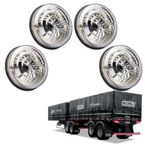 4 Lanternas Traseira Carreta Noma 125mm Cristal Metalizada