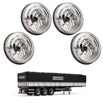 4 Lanternas Traseira Carreta Randon 125mm Cristal Metalizada