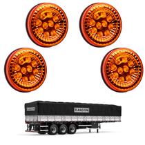 4 Lanternas Traseira LED Randon 125mm Âmbar Bivolt