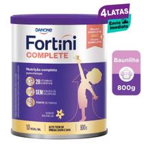 4 latas - Suplemento Infantil Em Pó Danone- Fortini Complete -800g - Baunilha