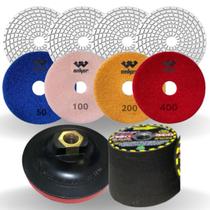 4 Lixas Diamantada Polir Mármore Granito + Suporte + ReboIo