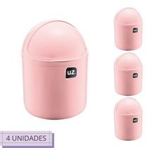 4 Lixeira Para Escritório Premium C Tampa 4 Litros Rosa UZ