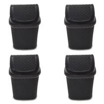 4 Lixeiras de Pia Prática Preta Tampa Basculante Rattan 4,5L