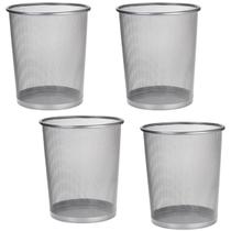 4 Lixeiras Telada Prata Cesto Lixo Metal Aramado Escritório 4 Lixeiras Telada Prata Cesto Lixo Metal Aramado Escritório