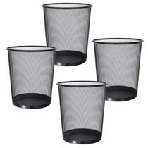 4 Lixeiras Telada Preta Cesto Lixo Metal Aramado Escritório