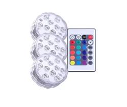 4 Luminária Led Piscina Controle Remoto Pilha Ventosa Cor