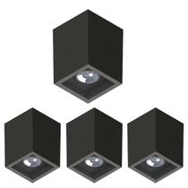 4 Luminária Sobrepor Boxit Par20 Preto E27 Save Energy