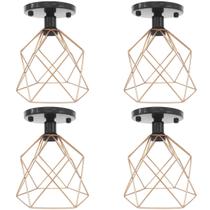 4 Lustres Teto Plafon Industrial Aramado Cálice Retrô Luminária Sobrepor Vintage Agp Ilumini 4 Lustres Teto Plafon Industrial Aramado Cálice Retrô Luminária Sobrepor Vintage Agp Ilumini