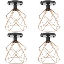 4 Lustres Teto Plafon Industrial Aramado Cálice Retrô Luminária Sobrepor Vintage Agp Ilumini 4 Lustres Teto Plafon Industrial Aramado Cálice Retrô Luminária Sobrepor Vintage Agp Ilumini