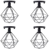 4 Lustres Teto Plafon Industrial Aramado Diamante Retrô Luminária Sobrepor Vintage Agp Ilumini 4 Lustres Teto Plafon Industrial Aramado Diamante Retrô Luminária Sobrepor Vintage Agp Ilumini
