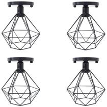 4 Lustres Teto Plafon Industrial Aramado Diamante Retrô Luminária Sobrepor Vintage Agp Ilumini 4 Lustres Teto Plafon Industrial Aramado Diamante Retrô Luminária Sobrepor Vintage Agp Ilumini