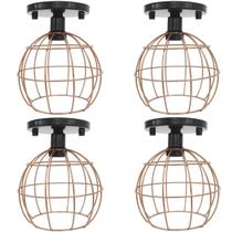 4 Lustres Teto Plafon Industrial Aramado Globo Cobre Rose Retrô Luminária Vintage Preto Agp Ilumini 4 Lustres Teto Plafon Industrial Aramado Globo Cobre Rose Retrô Luminária Vintage Preto Agp Ilumini