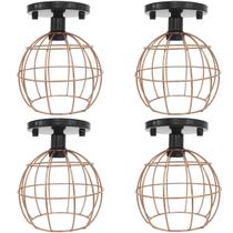 4 Lustres Teto Plafon Industrial Aramado Globo Retrô Luminária Sobrepor Vintage Agp Ilumini 4 Lustres Teto Plafon Industrial Aramado Globo Retrô Luminária Sobrepor Vintage Agp Ilumini