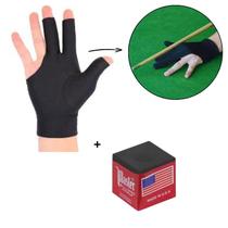 4 Luva Snooker + 5 Giz Master Preto Taco Sinuca Bilhar