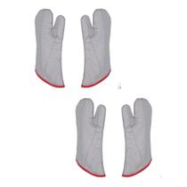 4 Luva Térmica Metalizada Forno Fogão Cozinha Cano Longo 33cm 2 Pares