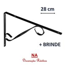 4 Mão francesa grande cantoneira suporte para prateleira preto colonial reforçado 28 cm 4 Mão francesa grande cantoneira suporte para prateleira preto colonial reforçado 28 cm