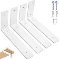 4 Mão Francesa Invertida 10cm Ferro Aço Suporte Branco
