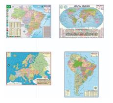 4 Mapa Brasil + Mundi + Europa + America Do Sul Atualizado