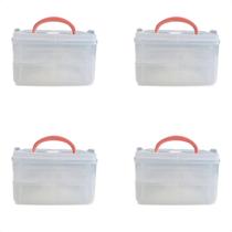 4 Marmitas Transparentes Kit Box 2 Andares Com 3 Divisórias