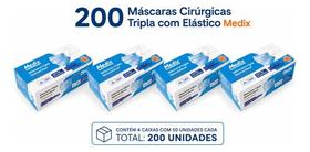 4 Máscaras Com Elástico Medix Azul Tnt Tripla 200 Und Kit Azul-celeste